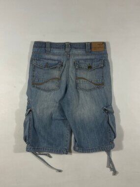 Celio Denim Y2K Light Wash Baggy Denim Cargo Jorts Shorts W34
